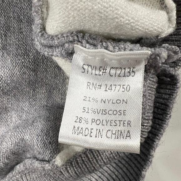 Collection by Cezele Gray/White Fiagonal Stripe Sweater Button V-Neck Size L - Picture 5 of 9